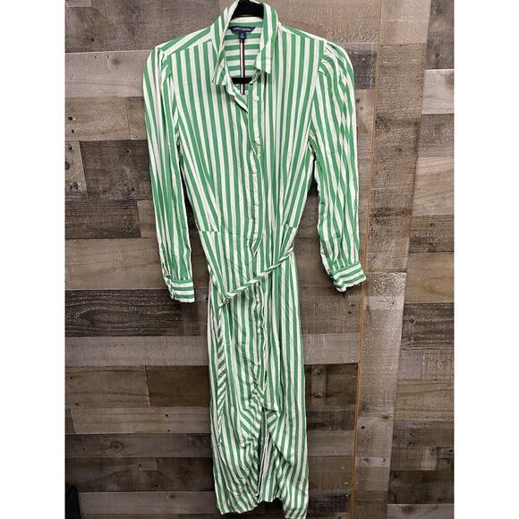 Tommy Hilfiger Women's dress M Color Green and White stripes Magnetic Closure - Picture 2 of 5